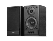 SVEN SPS-702 Black leather,  2.0 / 2x20W RMS, Control unit on the front panel, Magnetic shielding, headphone jack, wooden, (4-+3/4-)